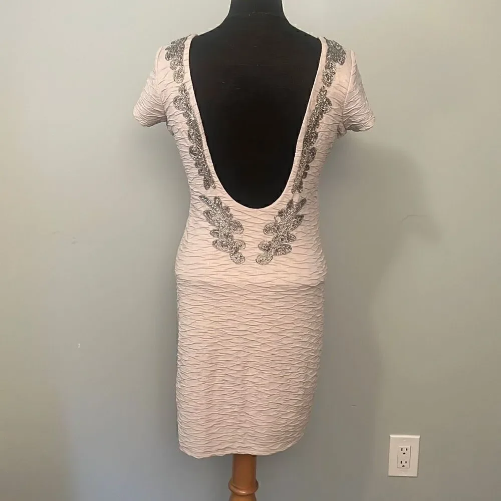 Free People Bringing Sexy Back Women's Cream Beaded Open Back Dress - Picture 5 of 9